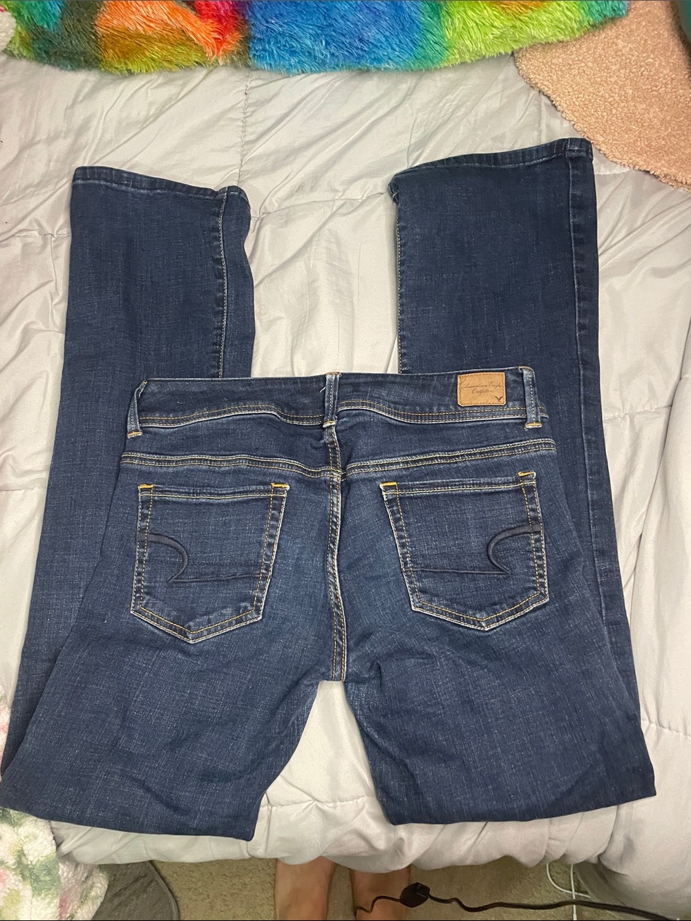 American Eagle Outfitters Dark Blue Skinny Jeans with Back Pocket Stitching